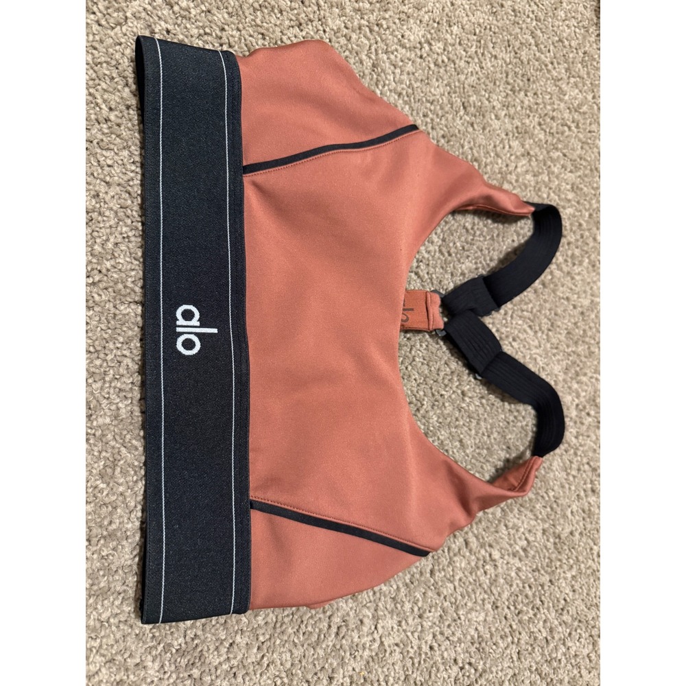 Alo Yoga Airlift Suit Up Sports Bra Burgundy Truffle Black Size S